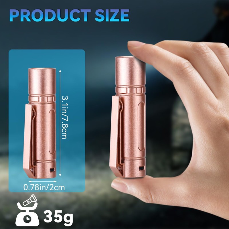 HECLOUD Mini Flashlight 300 Lumens - 3 Modes (High/Low/Strobe) -