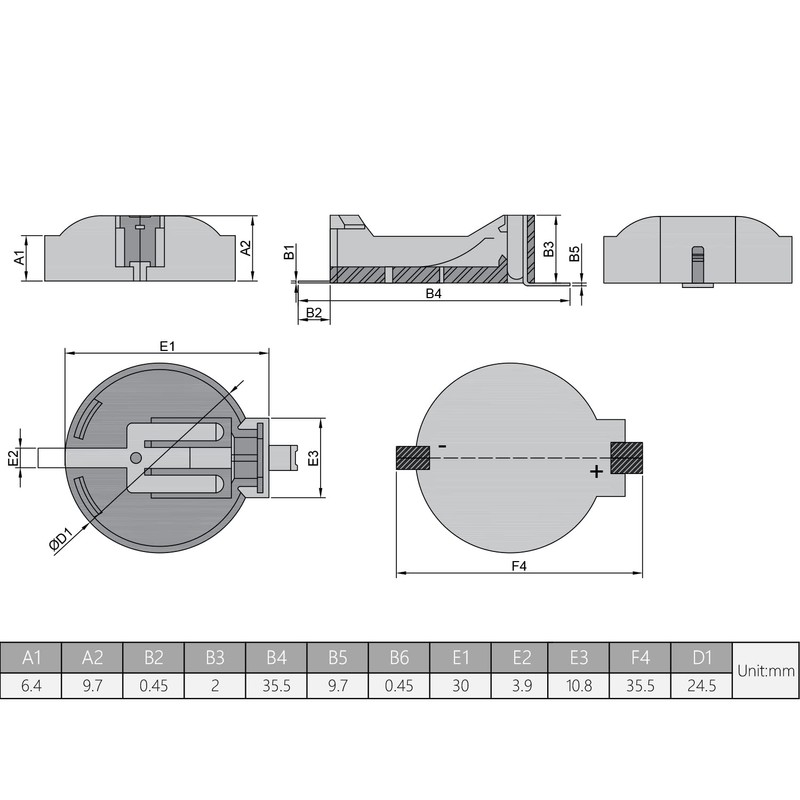 Fielect 4 piezas CR/LIR2450 botón horizontal para monedas, caja de