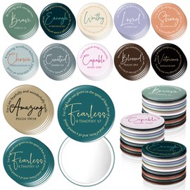 Geelin Christian Compact Mirrors Bulk Inspirational Bible Verse Scripture Portable Pocket Mini Mirrors for Women Church VBS Sunday School Teachers Friends Gift(48 Pcs,Retro)
