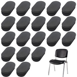 Hugwish Chair Leg Caps Oval 20 x 40 mm 15 x 30 mm 24 Pieces, Garden Chairs Foot Caps, Slat Plugs Oval, Chair Leg Plugs, Pipe Plugs (20 x 40 mm)