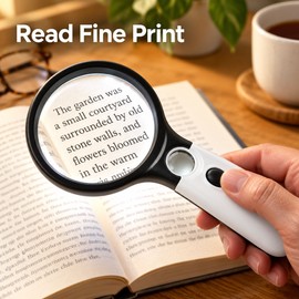 3X/45X Dual Lens Handheld Magnifying Glass with 3 LED Lights for Reading, Jewelry, Coins and Fine Detail Viewing