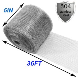 AWIORETON Wire Mesh for Mice Control 5 in X 36Ft,Hole Fill Fabric, Weep Holes Covers, Upgraded Stainless Steel Wire Mesh Roll, Flexible Stretchy Meshs Fabric for Garden House and DIY, Rodent Barrier