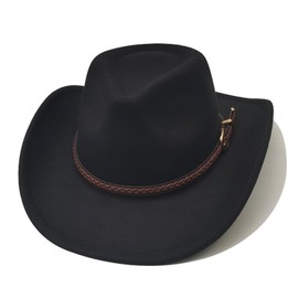 Willheoy Cowboy Hat for Men Western Hat for Women Cowboy Felt Hat Adjustable Outdoor with Buckle Belt