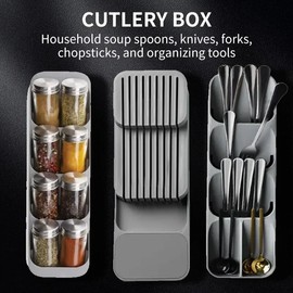 Kitchen Drawer Cutlery Organizer – Flatware Knife Spoon Fork Tray, Tableware Storage Organizer