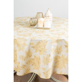 ESSE HOME - Confestyl Line - Tablecloth Table Cover - Round x 8 People - Printed Fabric in Pure Cotton - Made in Italy - Felicita (Round 180 cm, Beige)