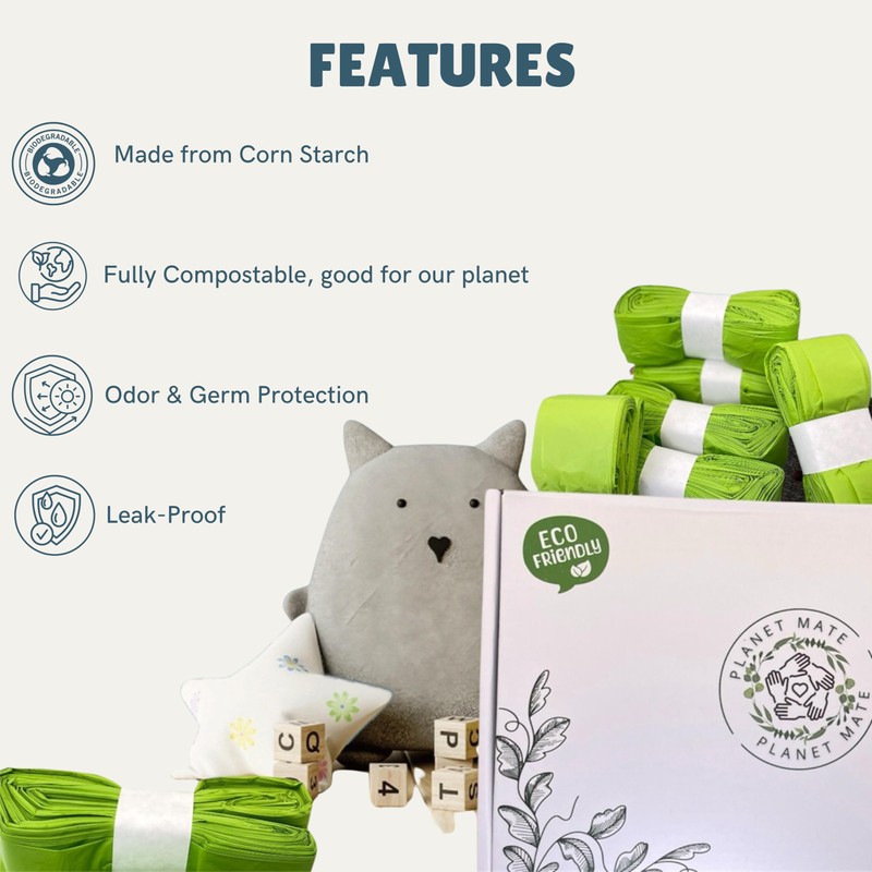 Planet Mate 3-Pack 100% Biodegradable Nappy Bin Refill Bags -