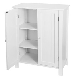 Epetlover Bathroom Floor Storage Cabinet, Stand Wooden Side Organizer Cabinet with 2 Door & 2 Adjustable Shelves for Living Room,Office, Entryway, (White)