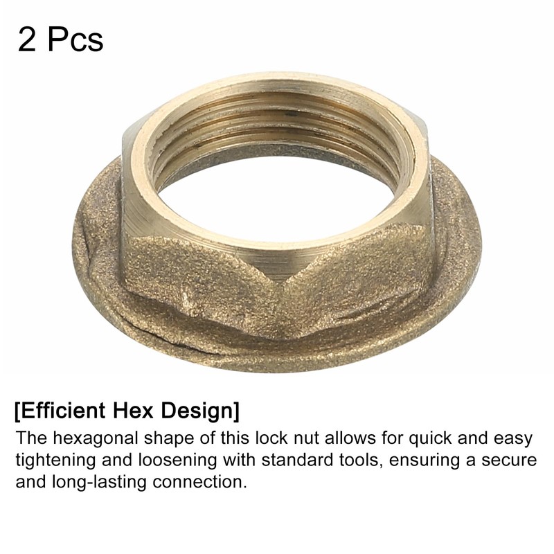 sourcing map G3/8 Pipe Fitting Hex Flange Lock Nut Locknut