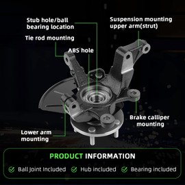 Front Steering Knuckle & Wheel Bearing Hub Assembly Compatible with Ford Escape 2005-2012/Mazda Tribute 2005-2011/Mercury Mariner 2005-2011,Right Passenger Side Replaces #LK016, 698-404,698404