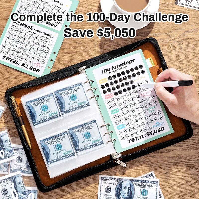 100 Envelopes Money Saving Challenge Binder, Money Saving Binder with