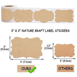 2" x 3" Kraft Label Stickers Writable Gift Labels, 200PCS Self-Adhesive Brown Labels for Essential Oil Bottle, Jars, Food Storage or Gift Decoration