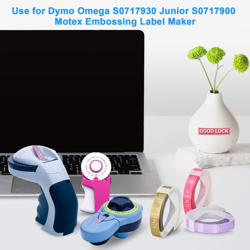UniPlus Compatible Dymo 9mm Embossing Tape Replacement for Dymo Label