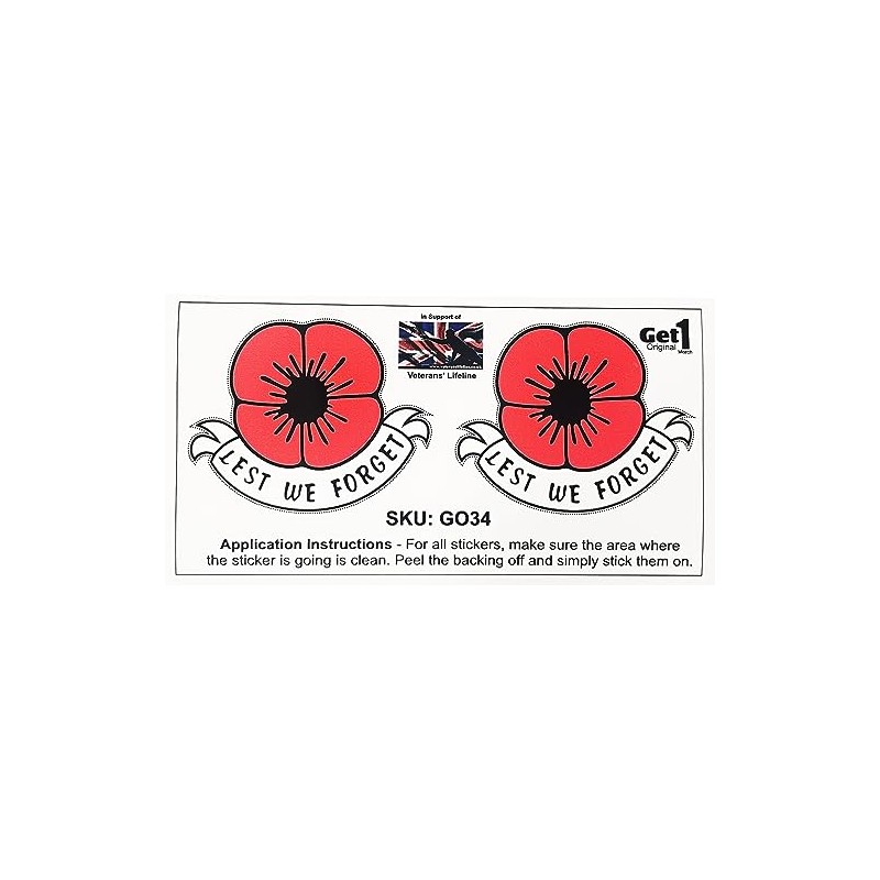 Poppy Car Sticker Lest We Forget - in Support of
