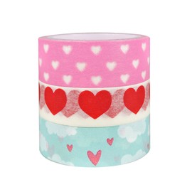 ALLYDREW Made with Love Japanese Masking Tape Washi Tapes Valentine Hearts Washi Tape Set Rolls (set of 3)