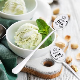 Oma und Opa Geschenke, 2 Stücke Kaffeelöffel mit Gravur- Beste Opa Der Welt Beste Oma Der Welt Kaffeelöffel Edelstahl Lang für Oma Geschenk Opa Geschenk Geschenke für Großeltern Weihnachten