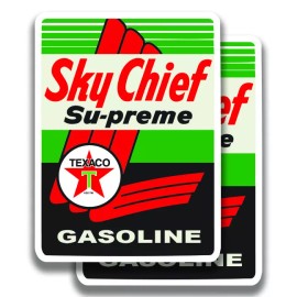 The Decal And Sticker Mafia TEXACO SKY CHIEF DECAL Gasoline 2 Stickers Bogo Car Bumper Truck 2 For 1 - 3"W x 4"H