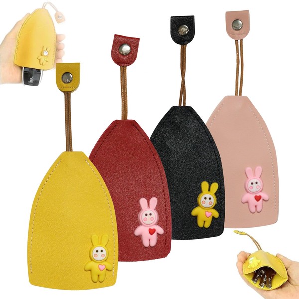 Mezrkuwr Pack of 4 Leather Key Chains, Retractable Key Bag