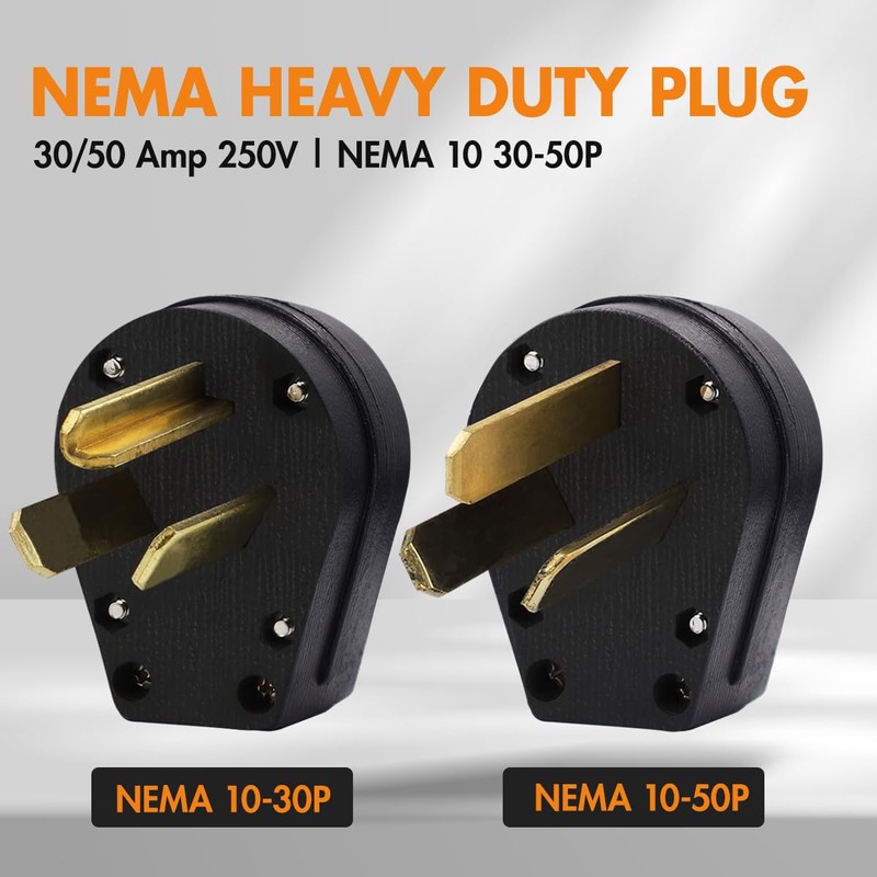 Micmi NEMA 10-30P & 10-50P Angle Plug, 4 Prong Electric