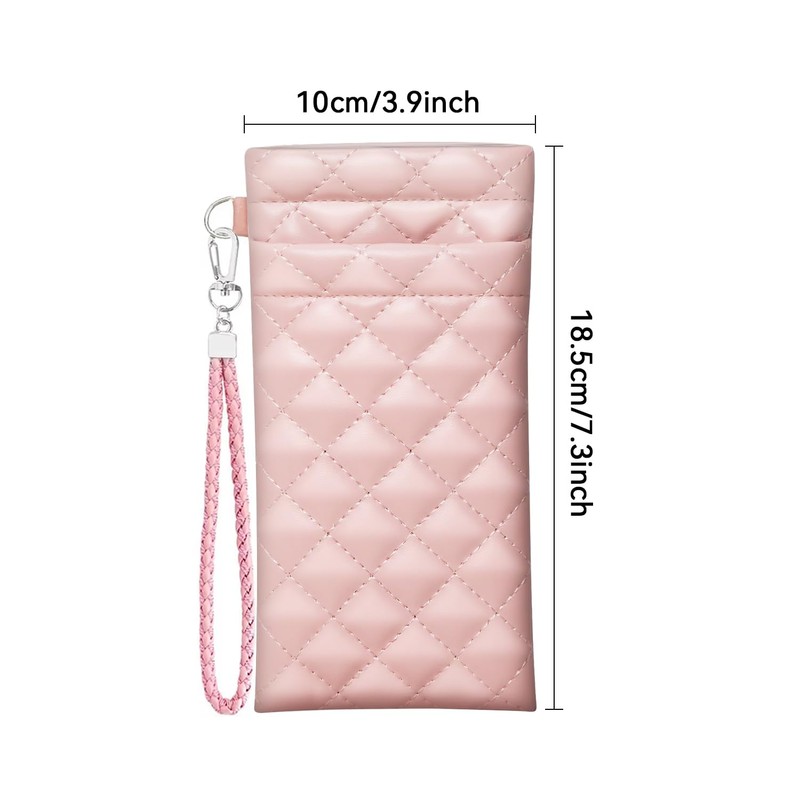 Yantoers Double Eyeglass Case Squeeze Top Glasses Pouch, Leather Soft