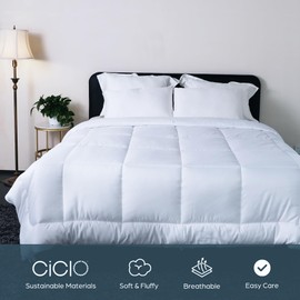 Royal Luxe Down Alternative Comforter Full/Queen, CiCLO® Technology Fluffy Duvet Insert, Ultra-Soft Luxury Sustainable Fibers, Breathable Comforter for All Season (88x88, White)
