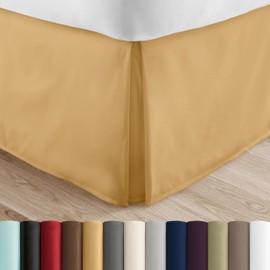 Linen Market Bed Skirt - Ultra Soft Microfiber - Easy Fit with 14 Inch Tailored Drop - Hotel Quality, Shrinkage & Fade Resistant - Bed Cover - Twin XL Bed Skirts - Bedroom Décor - (Twin XL, Gold)