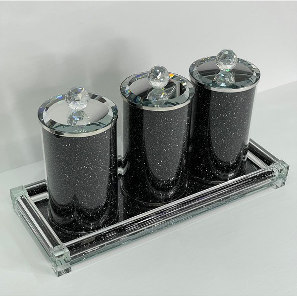 TREATLIFE HOME Exquisite Three Glass Canister Set with Tray in