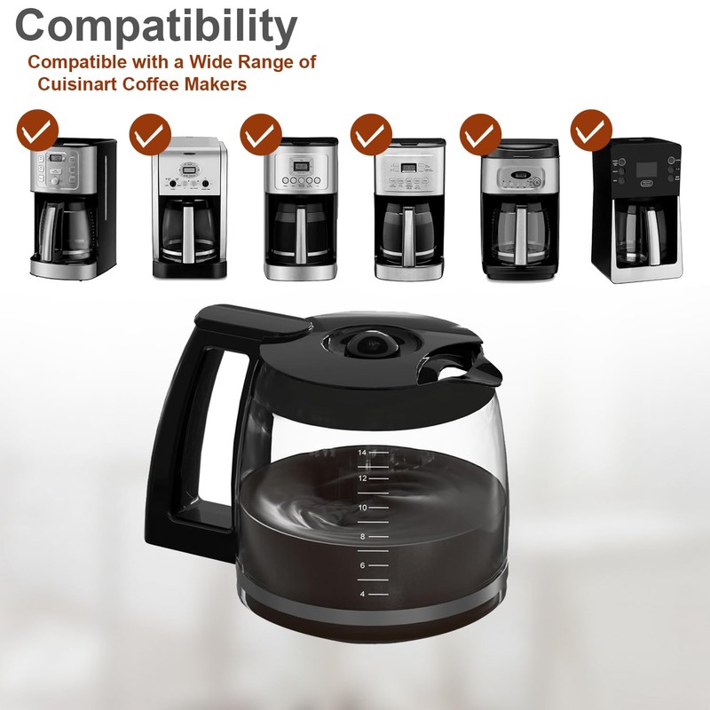 14-Cup Glass Carafe Replacement for Cuisinart Coffee Maker Models DCC-2200RC
