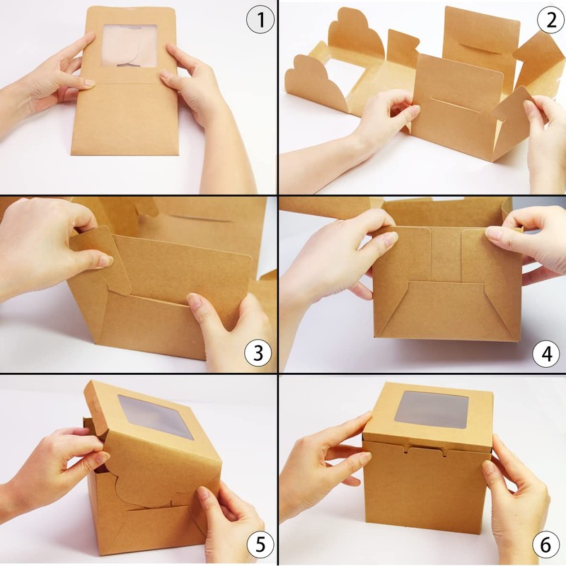PQZKLDP 12Packs 6x6x5 Inch Bento Cake Box - 6 inch