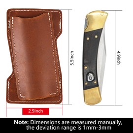 Leather Knife Sheath for Belt - Folding Knife Sheaths for Buck 110 112, Opinel Knife Holster Pocket Knife Sheath Knife Holder for Belt Vertical and Horizontal Knife Sheath for Belt, Brown