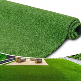 Cestavie Artificial Grass Turf Rug, 0.4inch Indoor Outdoor Fake Grass Mat for Dogs, Pets, Synthetic Lawn for Patio, Playground, Easy Install and Clean with Good Drainage