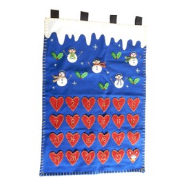 Prezzies Online Kids Fabric Blue White Snowman Advent Calendar with Hearts Countdown