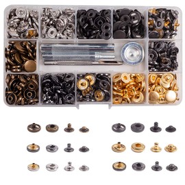 INNETOC 120 Sets 12mm 1/2" 6 Color Eco-friendly Leather Snap Fasteners Kit with 4 Tools,Snaps for Leather DIY. (6 color, 12mm Brass)