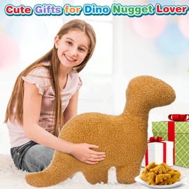 Aiideals Dino Chicken Nuggets Pillow for Birthday Gifts, Dinosaur Chicken Nuggets Plush Funny Gifts for Teen Boys Girls, Cute Dinosaur Stuffed Animal, Dinosaur Gifts for Adults Kids (Large, 2Pcs)