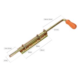 KOTARBAU® Spring Latch 380/13 mm Wide Yellow for Gates Garages Gates with Wooden Handle