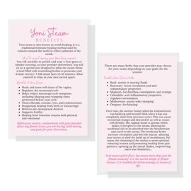 Boutique Marketing LLC Yoni Steam Benefits Infocards | 30 Pack | 4x6” inch Large Postcard Size | Pink Card Design pink, white, black