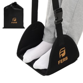 FERB Portable Airplane Footrest - Travel Foot Hammock with Memory Foam for Comfort | Adjustable Office Footrests for Airplane, Train, Bus | Lightweight Travel Accessory