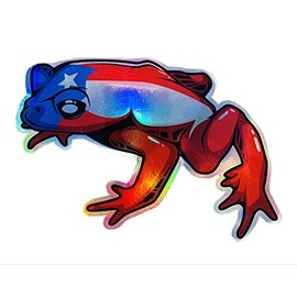 WickedGoodz Rana Tree Frog Holographic Vinyl Decal - Puerto Rican Bumper Sticker - for Laptops Tumblers Windows Cars Trucks Walls