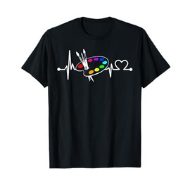 Paint Brush With Palette Heartbeat Funny Artist/Painter/Art T-Shirt