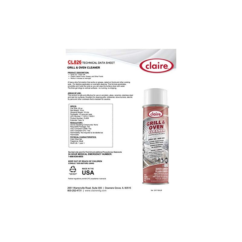 Claire Oven Cleaner, Grill, 12 Count