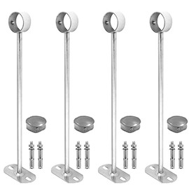 Jiozermi 4 Pcs 1-1/4 Inch Curtain Rod Bracket, Ceiling Mount Curtain Rod Holder, Flange Closet Rod Bracket, Stainless Steel Shower Curtain Rod Socket, Closet Rod End Supports, 13.8” Height