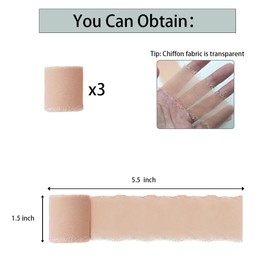 3 Rolls Chiffon Ribbon, 1.5 Inch x 5.5 Yard Total 16.5 Yards Ribbon for Flower Bouquet Dusty Pink Ribbon, Gift Ribbon for Crafts Decorating Bouquet Wrap Wedding Invitation Etc