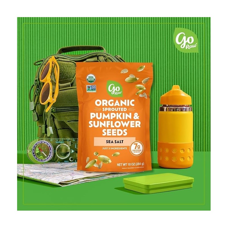 2 Pack Go Raw Organic Sprouted Pumpkin & Sunflower Seeds,