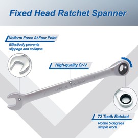 DAKCOS Fixed Head Ratchet Spanner 7mm Ratcheting Combination Wrench Chrome Vanadium Steel