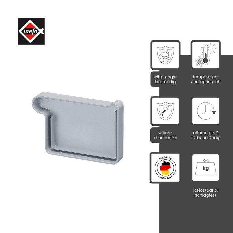 INEFA Gutter End Piece Box Gutter, PVC NW 68, Left