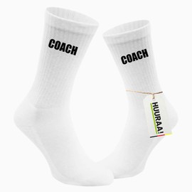 Huuraa Unisex Tennissocken Coach Training Geschenk Größe 42/46 White Coach Präsent