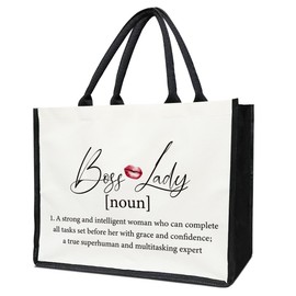 Boss Lady Gifts Tote Bag for Women, Canvas Tote Bag for Women, Appreciation Thank You Gifts for Coworker Colleague Boss Lady Farewell Retirement Gifts, Reusable Grocery Beach Bag Shopping Handbag -22