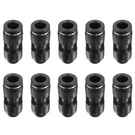 sourcing map 10pcs Push to Connect Fittings 3/8" OD x 1/4" OD Straight Pneumatic Connector Zinc Alloy Quick Connect Union Two-Way Fittings for Semi Truck Trailers Air Brake System, Black