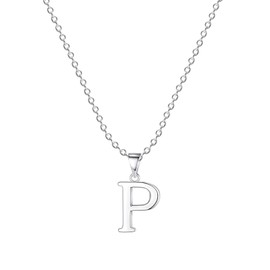 Silver Plated Initial Necklaces for Women - Silver Letter Necklaces - Alphabet P Pendant Necklaces Jewellery Gifts