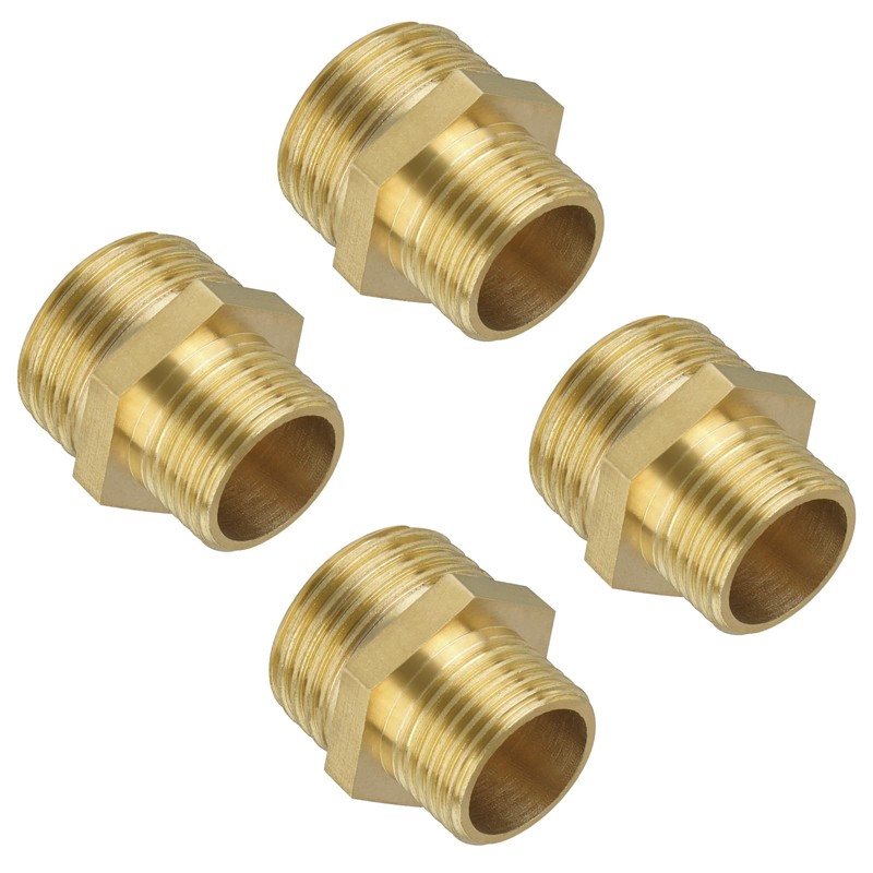Flintronic 4PCS Brass Tap Valve Connector, G3/8 Inch Brass Double
