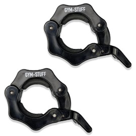 Protone 2" or 1" Olympic Barbell Clips - Locking clamp Collars with Quick Release Clips 5cm or 2.5cm for Weight Lifting (1" Black)